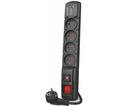 Listwa zasilająca HSK DATA Acar F4 - 4 gniazda, 1,5m, USB A+C, czarna